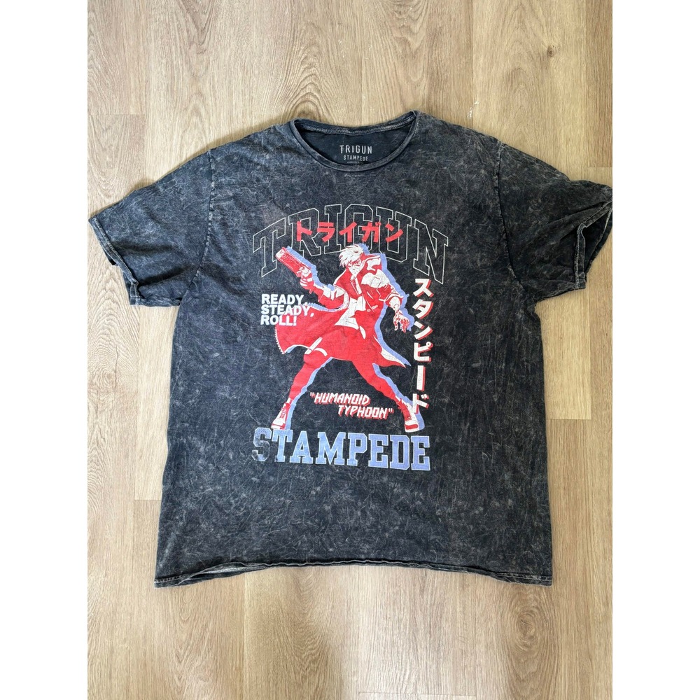Trigun Stampede Vash Humanoid Typhoon Acid Wash Anime Graphic T-Shirt Mens XL